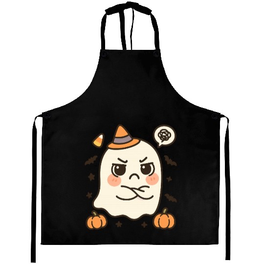 Cute Ghost with Halloween Pumpkins Aprons