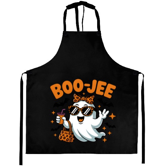 Boo-Jee Ghost Cute Leopard Print Halloween Boojee Aprons