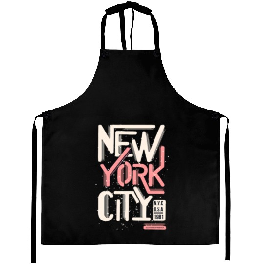 Urban New York City Typography Design Aprons