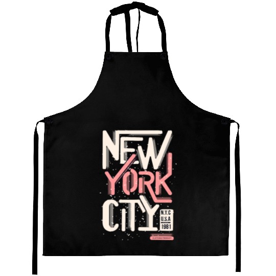 Urban New York City Typography Design Aprons