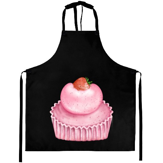 Strawberry Pink Pastry Design Aprons