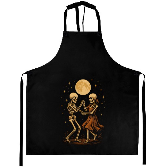 Moonlit Skeleton Dance Illustration Aprons