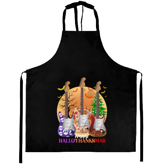Happy HalloThanksMas Guitar  Aprons