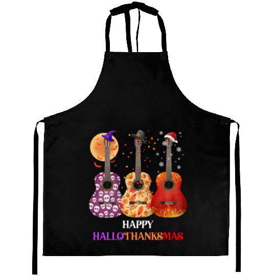 Happy HalloThanksMas Guitar  Aprons