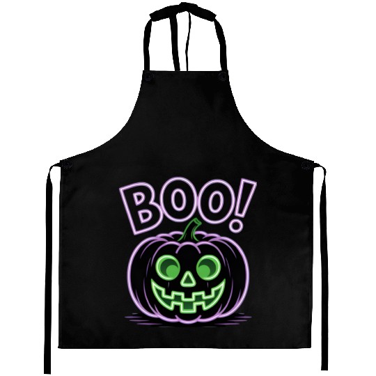 Neon Jack-O-Lantern Halloween Design Aprons