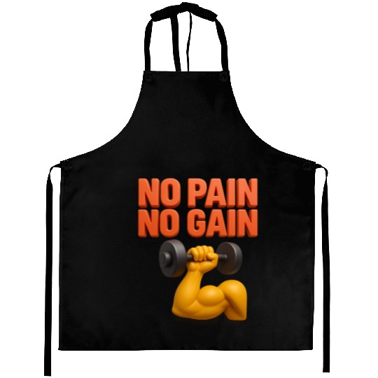 No Pain No Gain 3D Gym Motivation Design Aprons