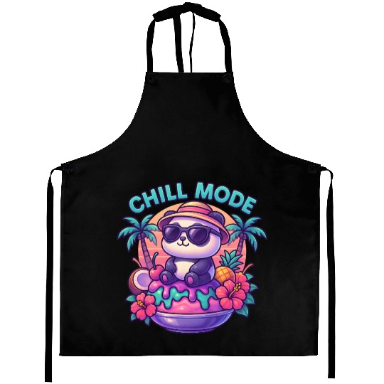 Panda Chill Mode Summer Vibes Aprons