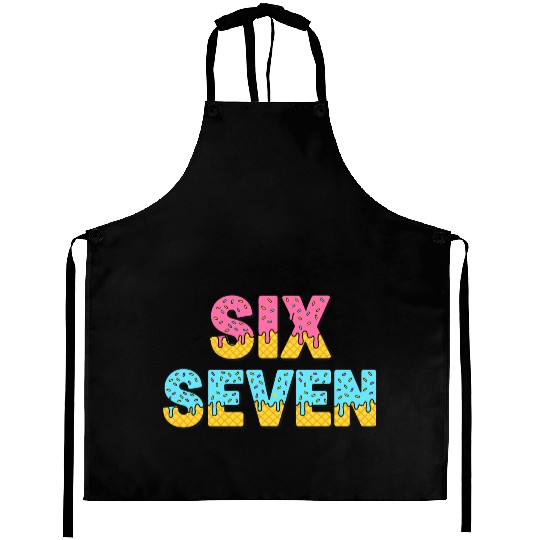 67 Six Seven Meme Funny Ice Cream Drip Waffle Cone Aprons