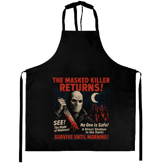 Masked Killer Returns Slasher Movie Poster Vintage Aprons