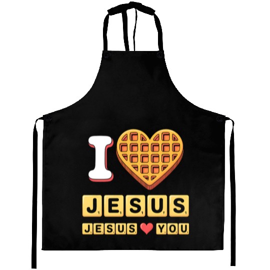 I Love Jesus Christian Breakfast Waffle Heart Aprons