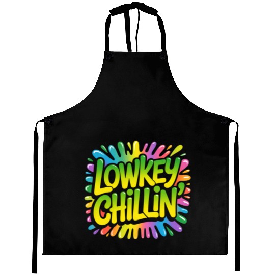 Retro Psychedelic Colorful Typography Aprons