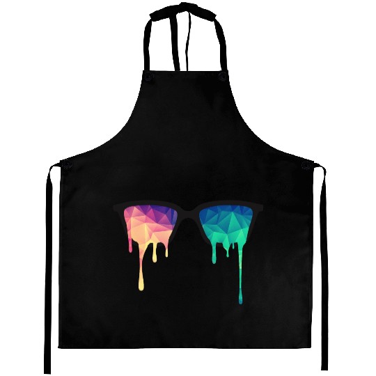 Abstract Psychedelic Nerd Glasses with Color Drops Aprons