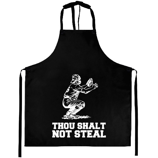 Thou Shalt Not Steal Baseball Catcher Joke Aprons