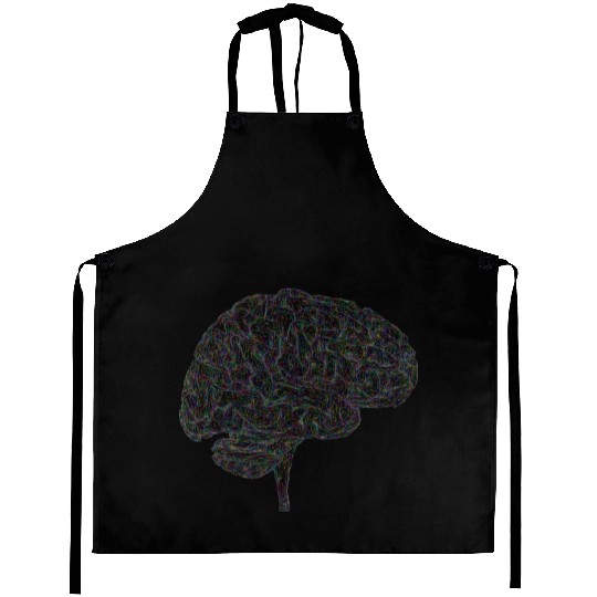 Brain 3D Profile Wireframe Prismatic Aprons