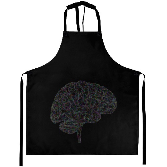 Brain 3D Profile Wireframe Prismatic Aprons
