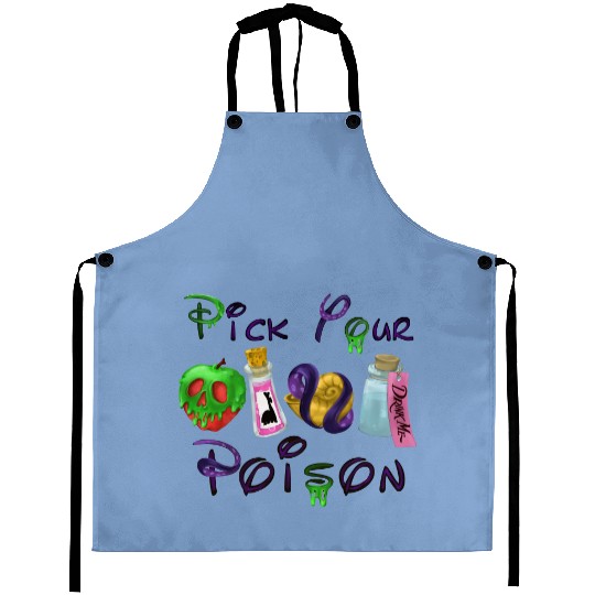 Pick Your Poison Aprons, Disney Villain Aprons, Halloween Aprons