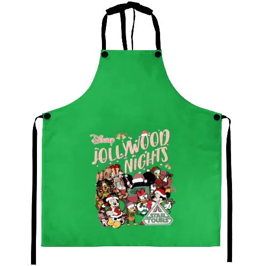 Vintage Disney Jollywood Nights Christmas Aprons, Hollywood Studios Christmas