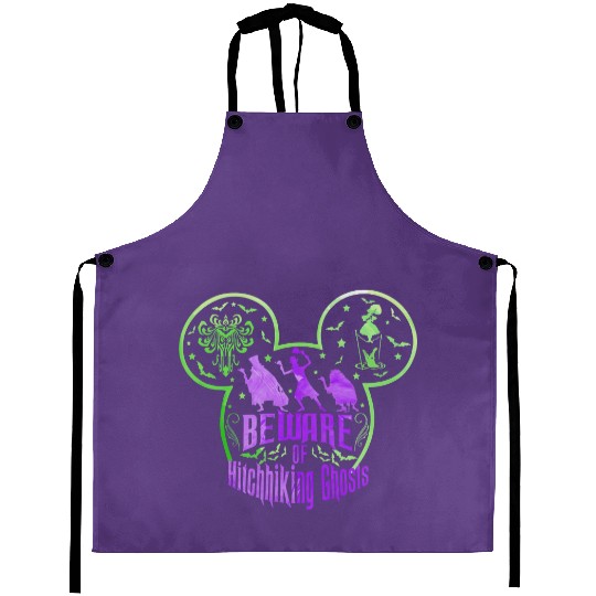 Beware Of Hitchhiking Ghosts Halloween Aprons, Disney Haunted Mansion