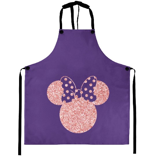 Disney Aprons, Disney Ear Aprons, Glitter Rose Gold Minnie