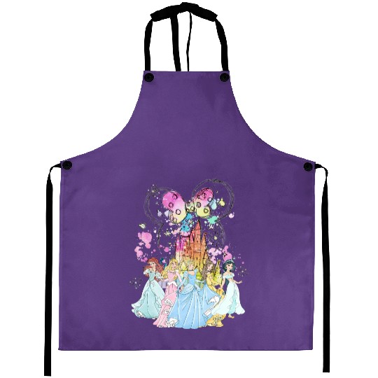 Disney Princess Comfort Color Aprons, Disney Watercolor Castle