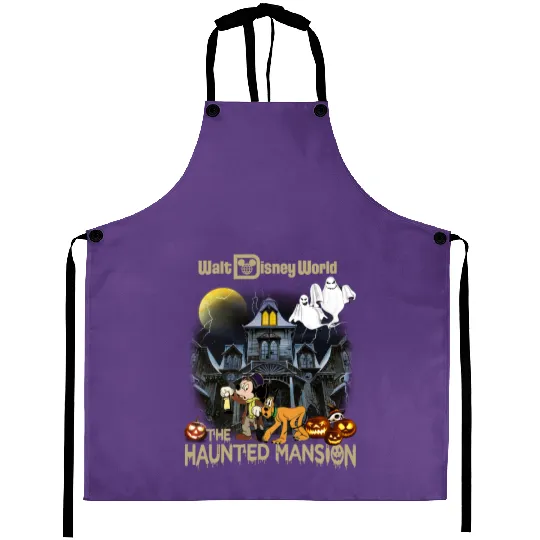 Vintage Haunted Mansion Aprons, Disney Halloween Aprons, Mickey Haunted Mansion Aprons