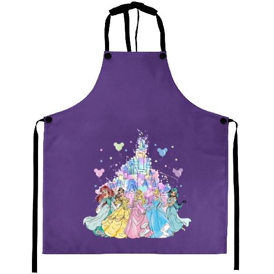 Disney Princess Aprons, Watercolor Castle Aprons, Princess Aprons