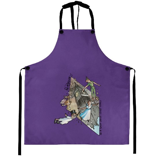 Retro 90s Disney Peter Pan Darling Flight Neverland Aprons, Disney Never land map