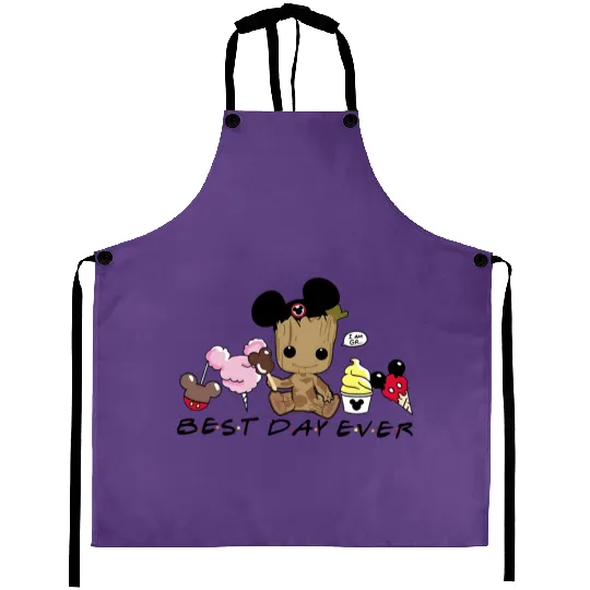 Groot Best day ever Aprons, Disney snacks Aprons, Cute Baby Groot Disney trip Aprons, Disney world