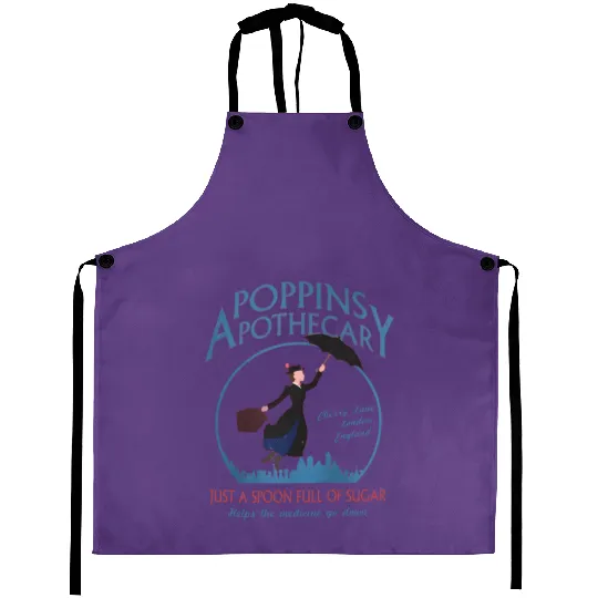 Retro Poppins Apothecary Mary Poppins Aprons, Funny Disney Aprons