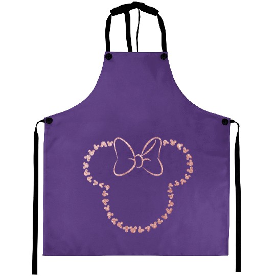 Glitter Rose Gold Minnie Aprons, Disney Aprons, Minnie Ear Aprons