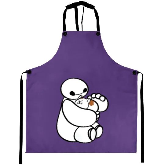 Lovely Baymax With Cat Aprons, Baymax With Cat Disney Aprons, Baymax Aprons, Big Hero 6 Aprons, Disney Gift