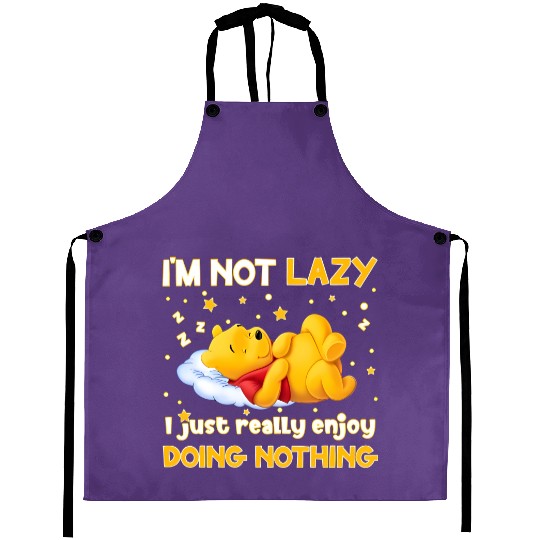 Winnie The Pooh Doing Nothing Funny Quote Colorful Disney  Aprons