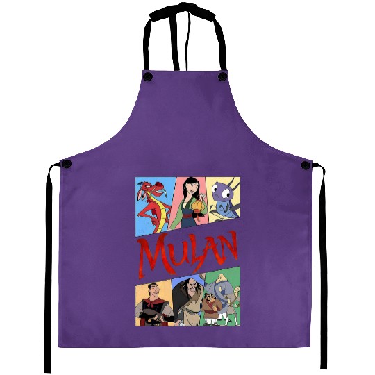 Retro 90s Vintage Disney Mulan Aprons , Cri-Kee ,Shan Yu ,Mushu ,Li Shang
