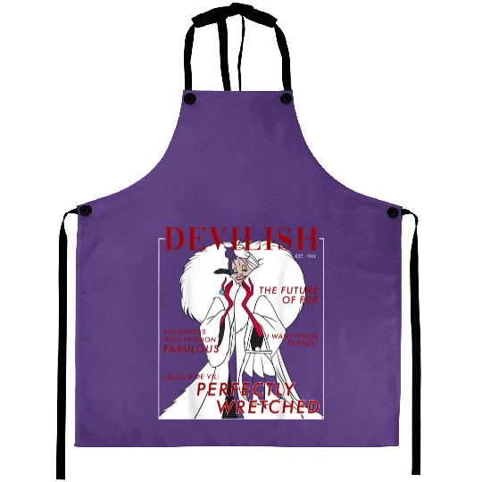Disney Villains Halloween Cruella Magazine Cover Aprons