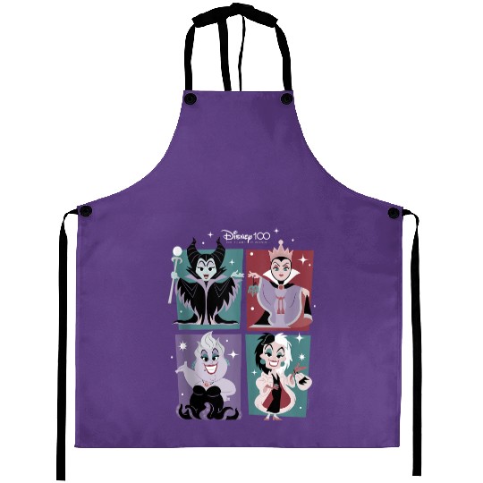 Disney 100 Celebrating 100 Years Of Villains Tan Aprons