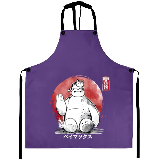 Lovely Bah A La La La Disney Baymax With Cat Aprons, Baymax Disney Aprons, Baymax With Cat Aprons, Vintage Disney Aprons, Disney Gifts