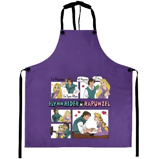 Tangled Couple Aprons, Rapunzel And Flynn Rider Couple Aprons, Disney Valentines Aprons