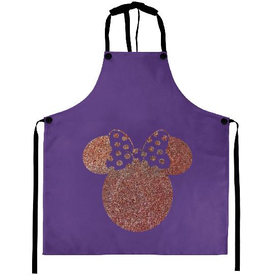 Disney Aprons, Minnie Ear Aprons, Glitter Rose Gold Minnie Aprons