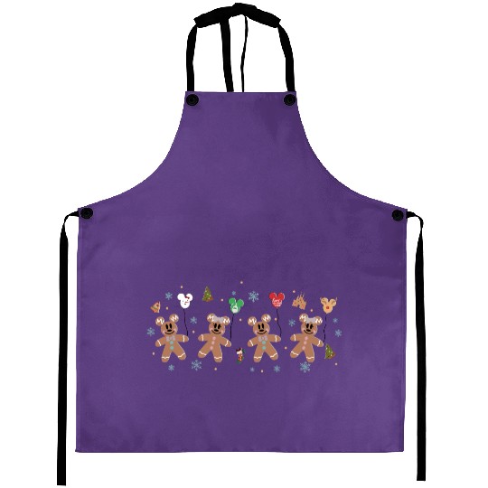 Disney Gingerbread Mickey Aprons, Merry Christmas Castle Aprons
