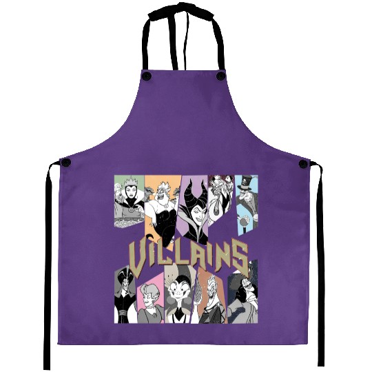 Retro Disney Villains Characters Aprons, Maleficent Ursula Evil Queen Hades Aprons, Disney Villains Group