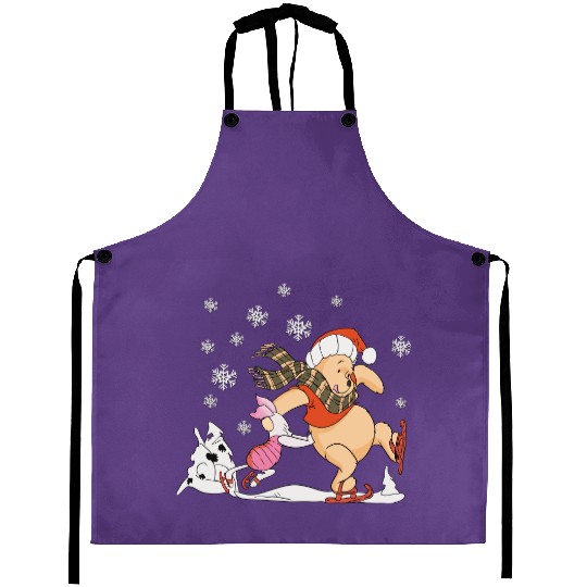 Vintage 90's Winnie The Pooh Christmas Aprons, Disney Christmas