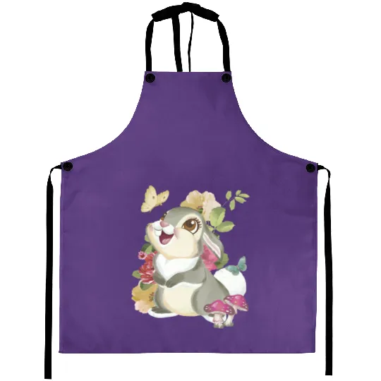 Vintage Thumper Bambi Flower Aprons, Bambi Thumper Rabbit Floral Aprons, Thumper Rabbit Aprons, Thumper Disney Vintage Aprons, Gift Idea