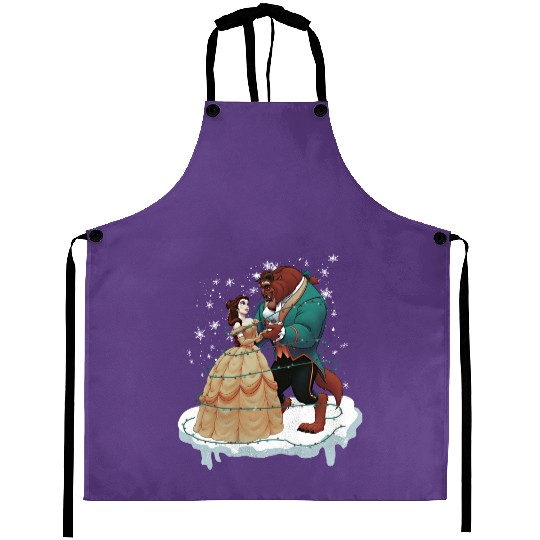 Beauty and the Beast Retro Christmas Aprons, Disney Princess Christmas Aprons