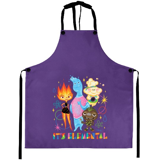 Disney Pixar It's Elemental Aprons, Elemental Ember And Wade Aprons