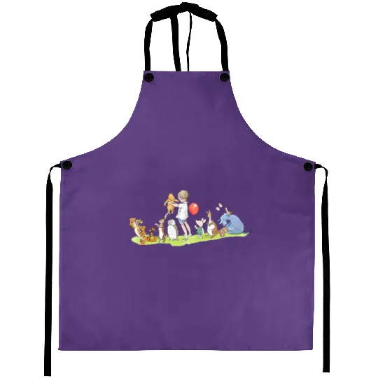Disney Adventures Christopher Robin & Winnie The Pooh Group Shot Retro Aprons