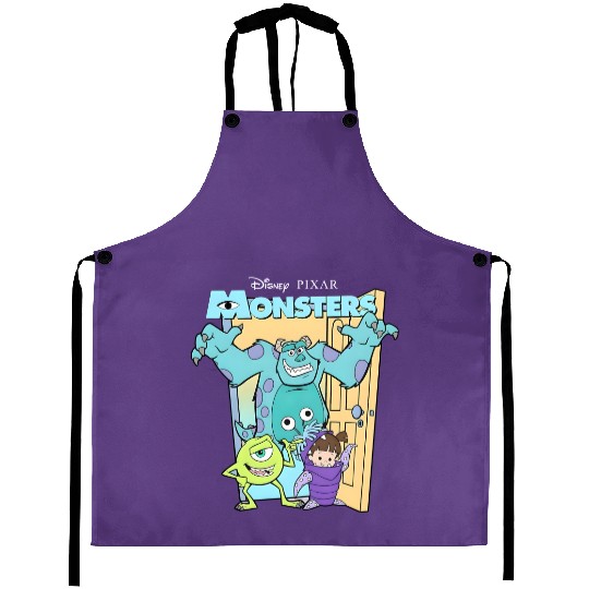 Retro Disney Pixar Monsters Inc. Mike Sully Boo Group Poster Aprons, Family Matching