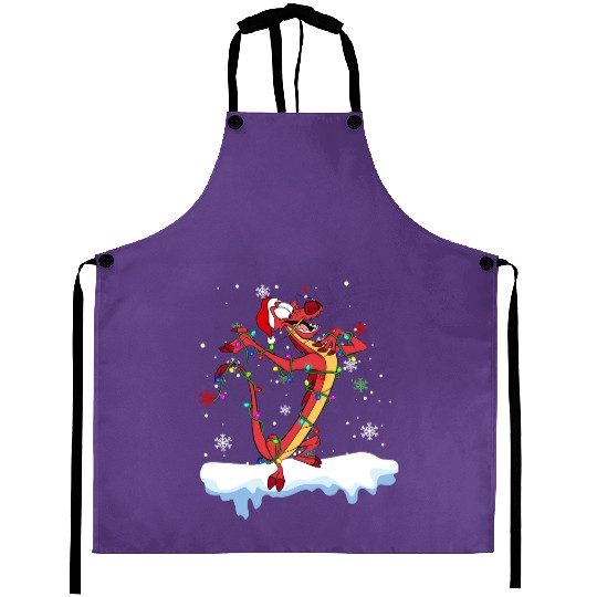 Disney Mulan Mushu Dragon Christmas Lights Aprons