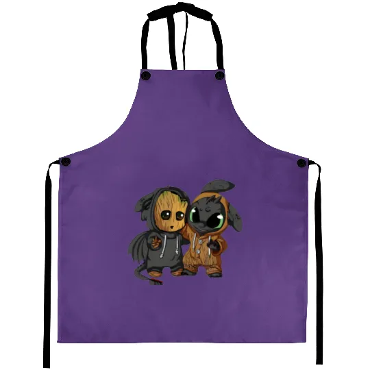 Disney Toothless and Groot Cute Friends Unisex Aprons, Disneyland Family Vacation, I'm Groot Aprons