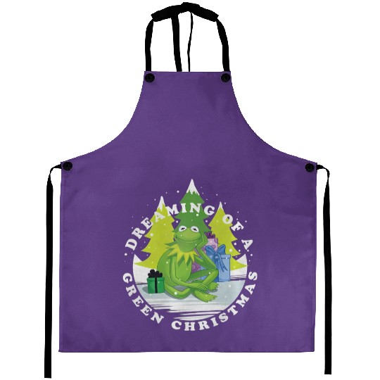 Disney Christmas The Muppets Kermit Dreaming Of Green Retro Aprons