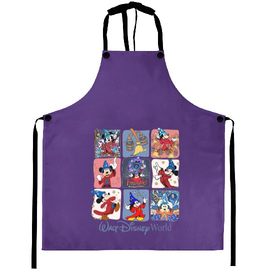 Disney Fantasia Sorcerer Mickey Aprons, Disney Trip Family Aprons, Mickey Magical Aprons
